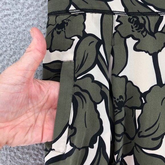 BCBGMAXAZRIA Skirt Womens 4 Green Floral Silk Kailin Pleated Knee A Line Pocket - Picture 5 of 11